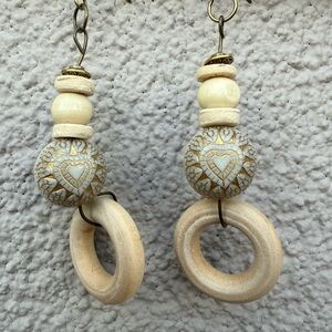 Bohemian Heart Design Wooden Earrings